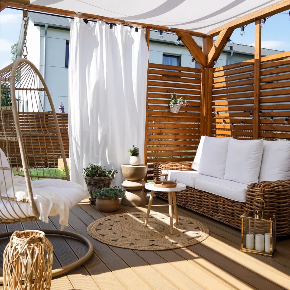 Hand-Crafted Natural Rattan 3-Seater Sofa with White Cushions - Forli Collection (Indoor/Covered Patio)